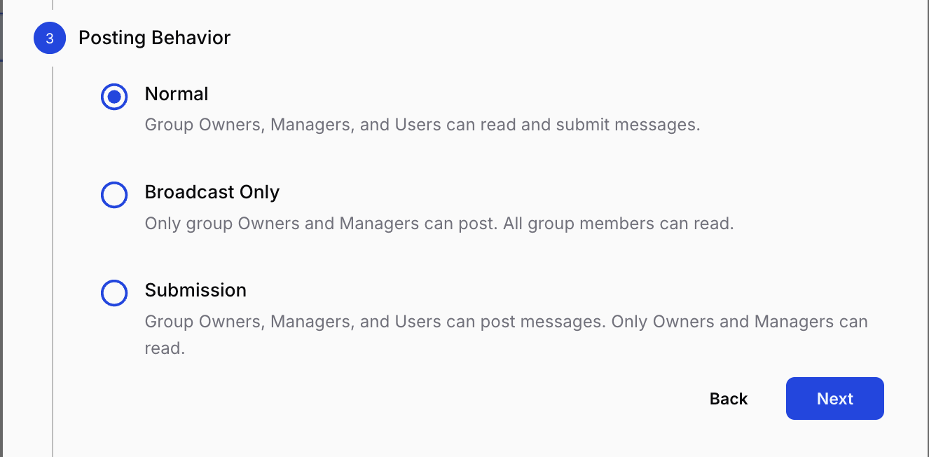 Step 3 — choose a posting behavior