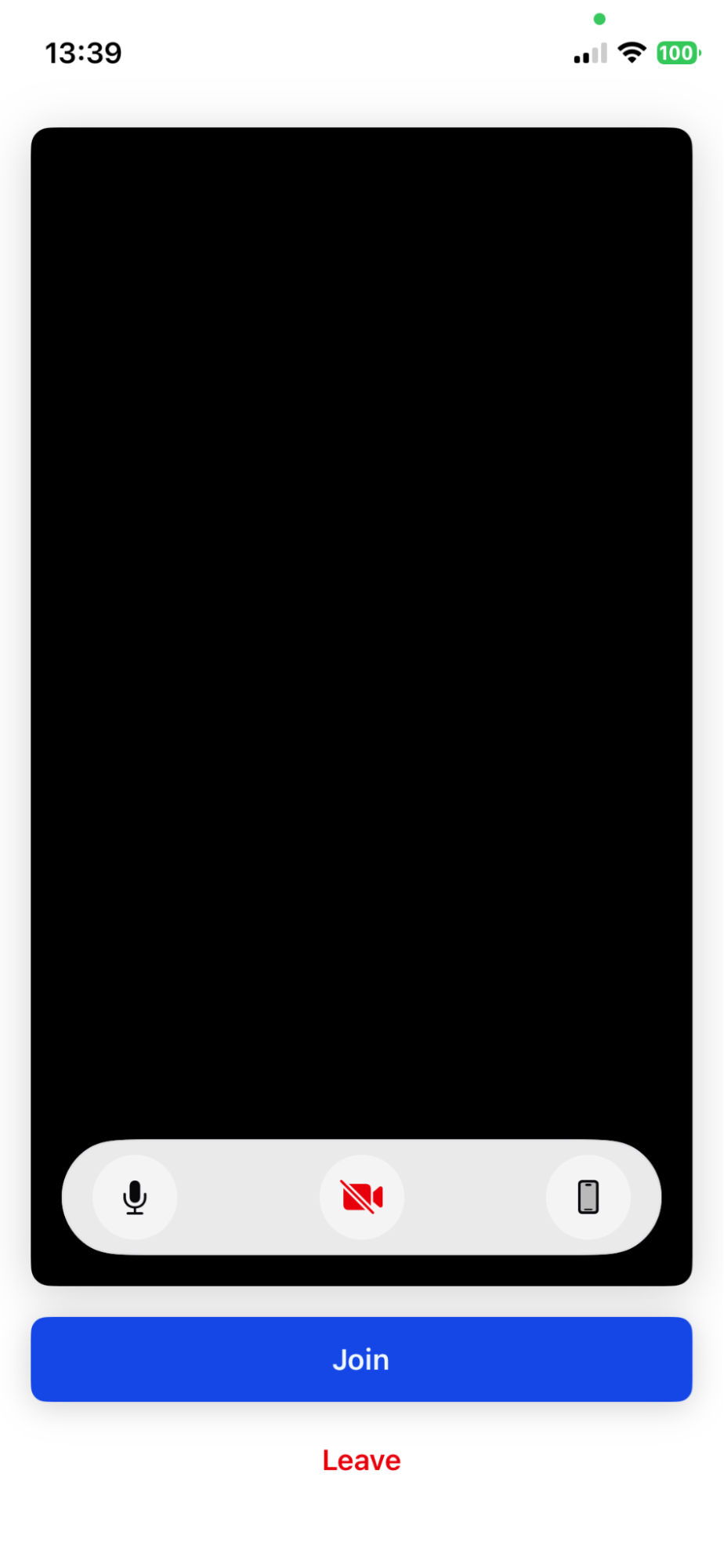 Mobile — the pre-huddle screen with Join and Leave