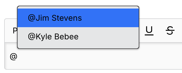 Typing @ brings up the group member list to mention